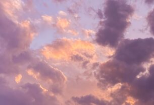bright sky with fluffy clouds